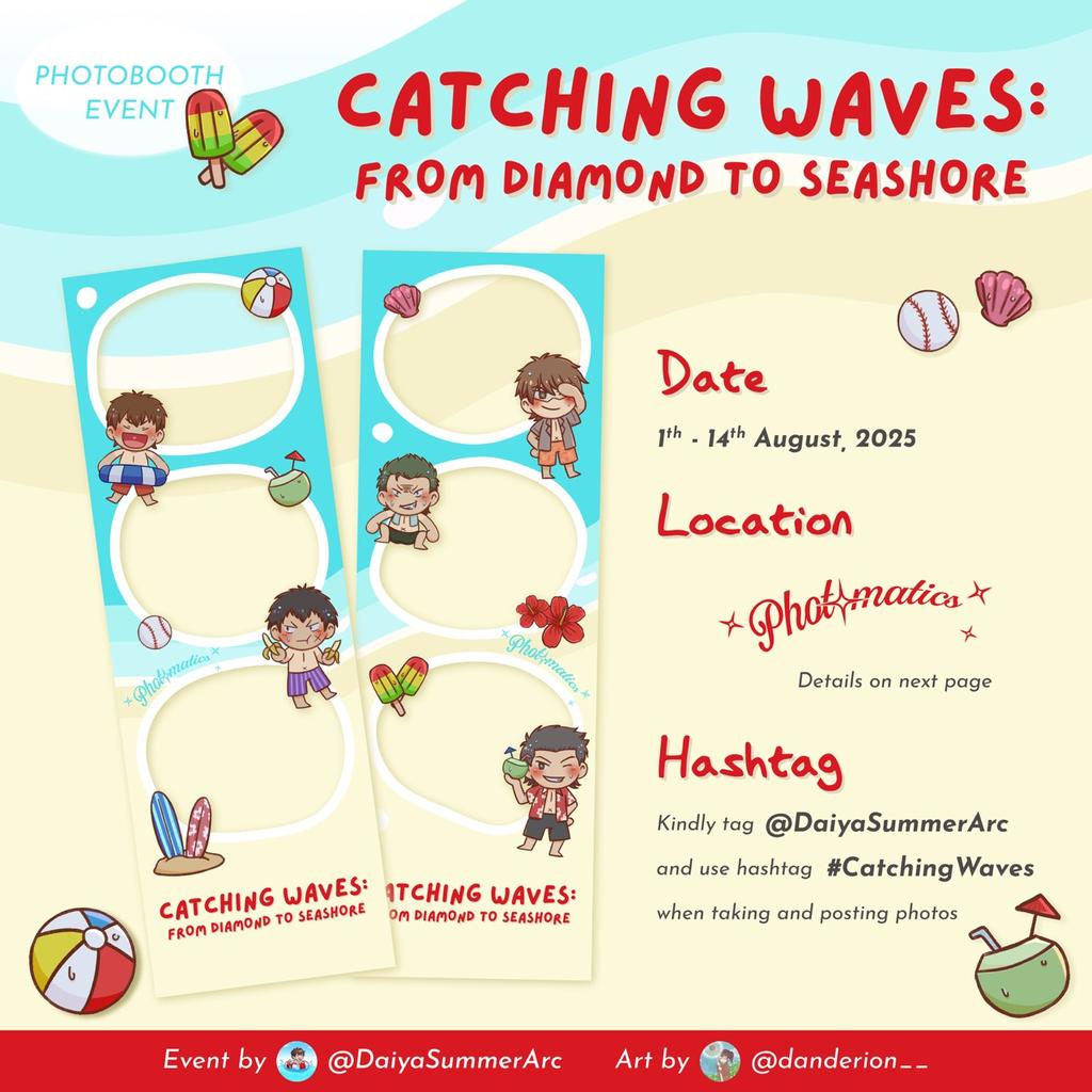berrycheezz's tweet photo. Let's enjoy your summer with daiya boys! 🏖️☀️

Come and take photos with them at @photomaticsid 📸

Only available at photomatics until 14th August.

Share your moment with use hashtag #CatchingWaves and tag @DaiyaSummerArc 🏖️ https://t.co/ZbVBWOxwwv