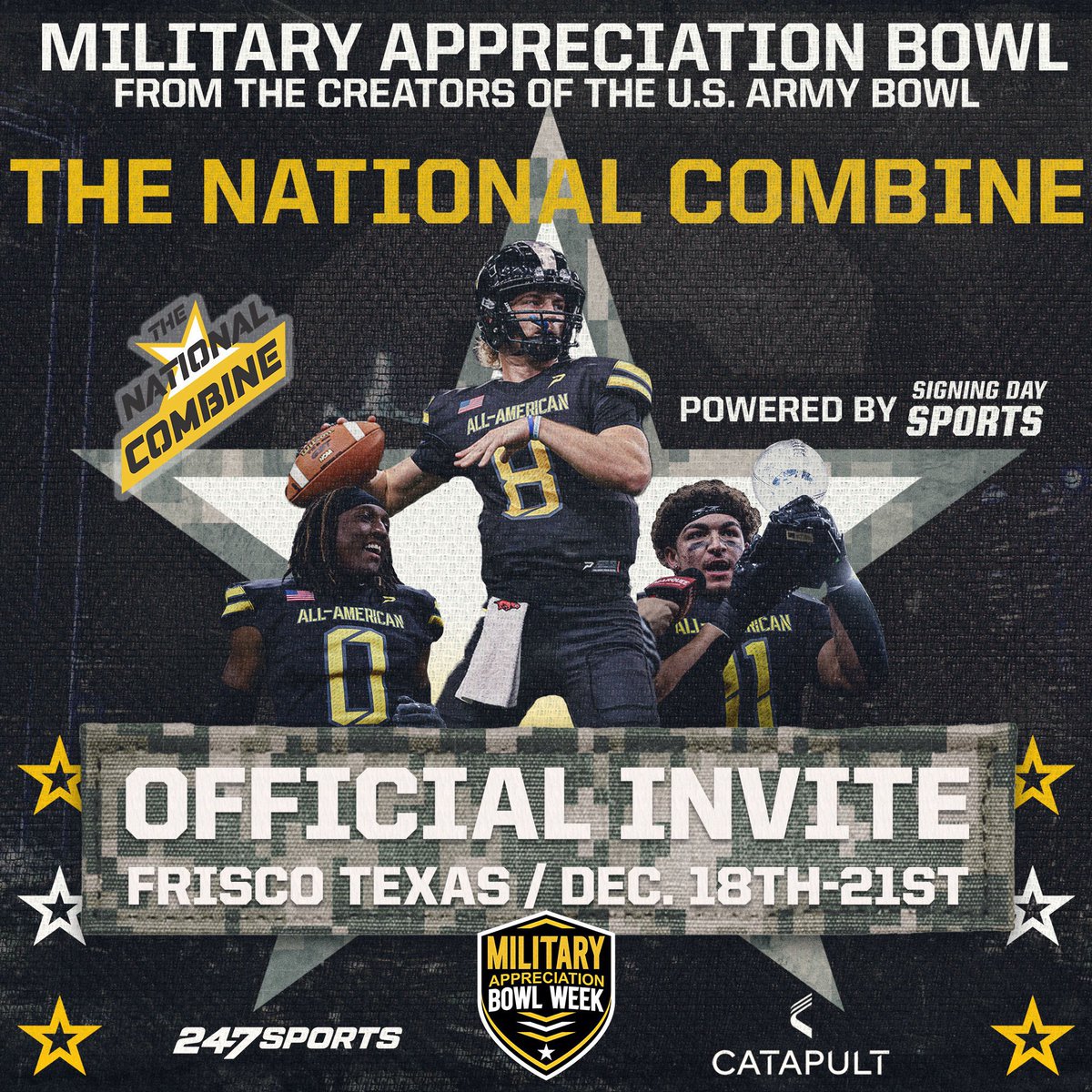 Blessed to be invited to an National combine <a href="/USArmyBowl/">Military Appreciation Bowl Week</a> <a href="/CSMITHSDSU/">Craig Smith</a> <a href="/247Sports/">247Sports</a> <a href="/adamgorney/">Adam Gorney</a> <a href="/RivalsFriedman/">Adam Friedman</a>  #AGTG