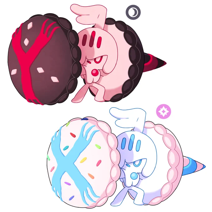 Rdm macaron pkmn, it was supposed to have a legendary pattern for each type Arceus icing (cream flavor) Yveltal icing (dark choco/strawberry flavor) Xerneas Icing (candyfloss flavor) Victini Icing (apple flavor) Kyogre Icing (blueberry flavor) #pokemonart #fakemon #Pokemon