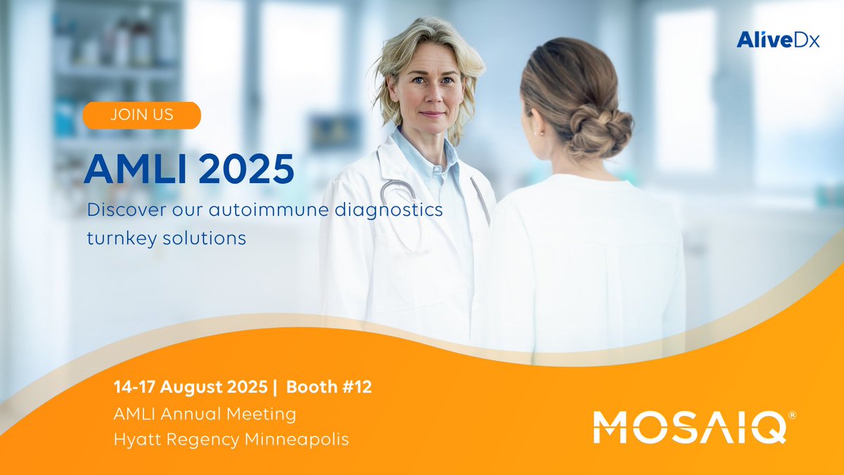 AliveDx_com's tweet photo. Ready to take a quantum leap in autoimmune &amp; allergy diagnostics? 🚀
Meet AliveDx at AMLI 2025, booth #12, &amp; explore our fully automated solutions for efficiency, accuracy &amp; better patient care.
Book a meeting with us: https://t.co/Sp3mhMWgeu https://t.co/9xEN4ZQKVy