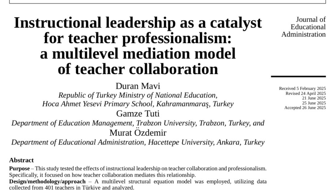 muratozdemir_'s tweet photo. Kariyerimin 35. SSCI makalesi alanımızın en prestijli dergilerinden biri olan Journal of Educational Administration dergisinde  yayınlandı. https://t.co/VbHxf1tSDS