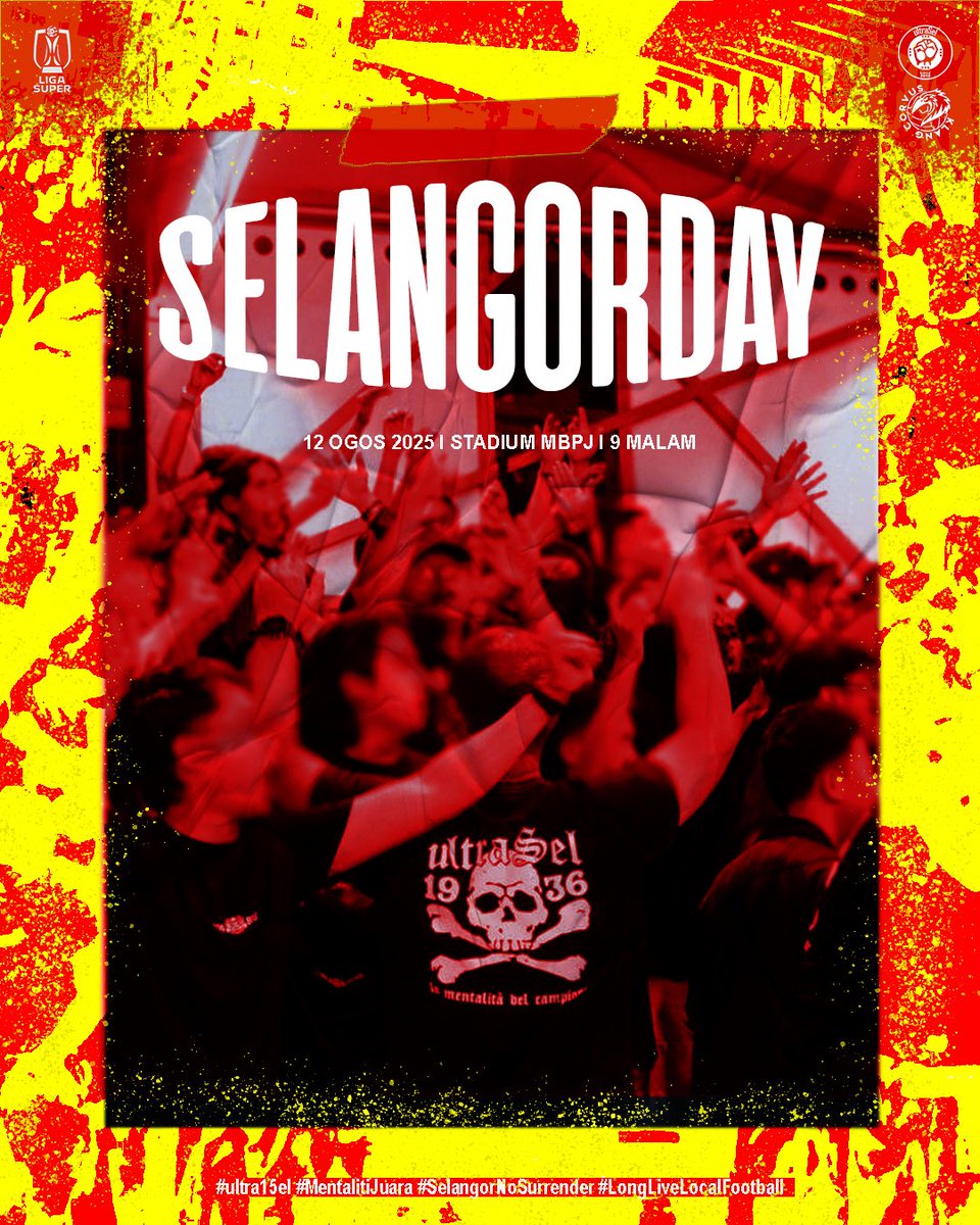 Kita berikan sepenuh jiwa, kita tuntut 3 mata! 

It’s not just another day, IT’S SELANGORDAY! 🔴🟡⚪️

#ultra15el
#MentalitiJuara
#SelangorNoSurrender
#LongLiveLocalFootball