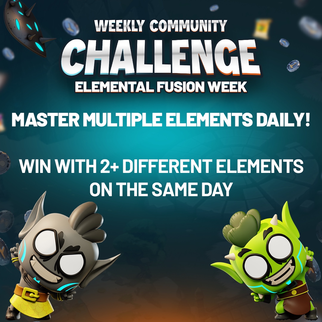 ReignOfTitansGG's tweet photo. β Master the elements ππ₯β‘
Week 32 brings Elemental Fusion Week. Win with 2+ elements in a single day and rise as a true Titan master.
π Earn communal + individual loot rewards + 1x Mega Loot Box for participating!
#ReignOfTitans #WeeklyChallenge #ElementalFusion https://t.co/aaFNcYGadC