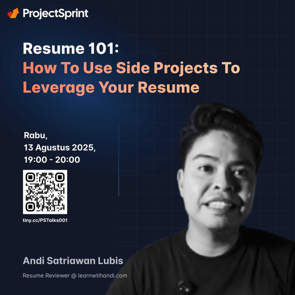 projectsprintID's tweet photo. Di ProjectSprint, ngga hanya kalian diberikan challenge, tapi juga guidance dari para professional, penasaran mereka kayak gimana? 

Yuk langsung aja ikut talks kita! https://t.co/t6H11UbEAo