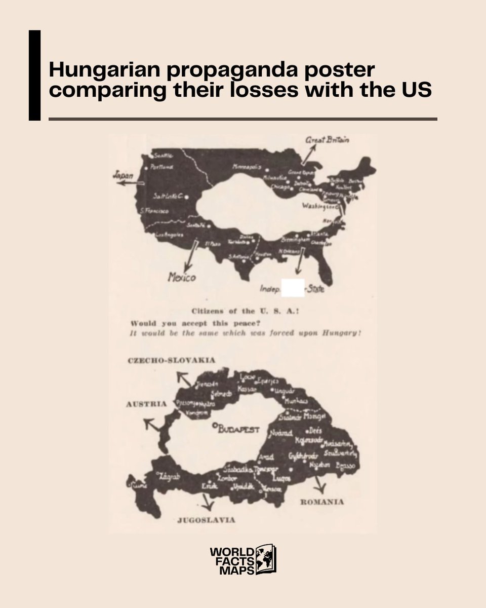 worldfactsmaps's tweet photo. When Hungary tried to explain the Treaty of Trianon to Americans… using a map swap. https://t.co/u49vjHYxsV