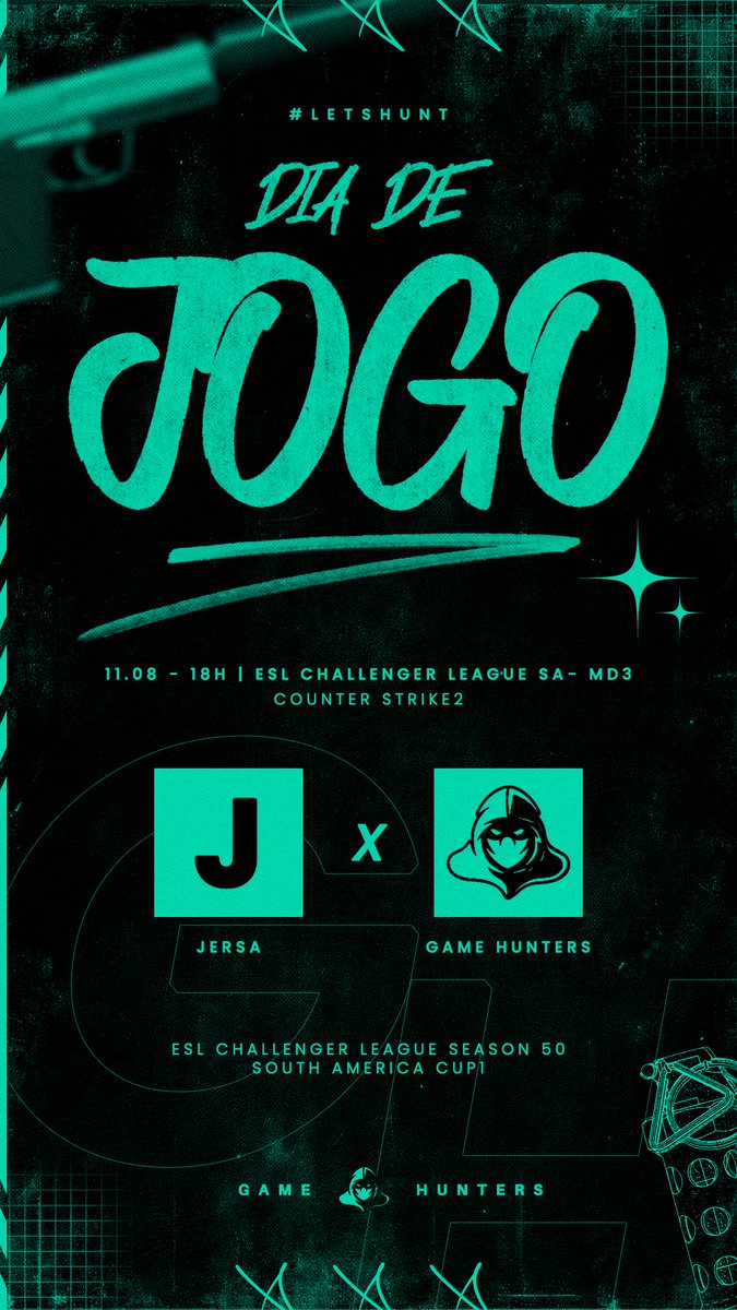 GameHunters (@gamehunterscs2) on Twitter photo Hoje começa <a href="/ESLCS/">ESL Counter-Strike</a> Challenge League e o nosso primeiro confronto é contra #JERSA as 18h!
#LetsHunt Hoje começa <a href="/ESLCS/">ESL Counter-Strike</a> Challenge League e o nosso primeiro confronto é contra #JERSA as 18h!
#LetsHunt