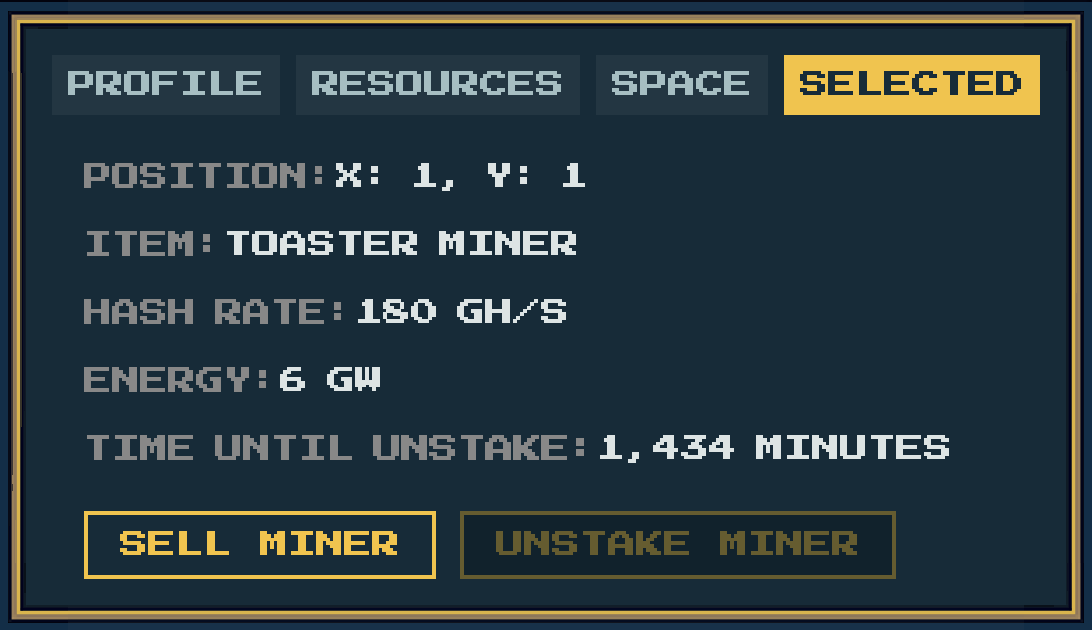 NFT Miners are here ⛏️

All miners (except Potato) are now NFTs

Buy them in-game with $BIG, mine for 24h, then unstake to trade or transfer.

Any miner bought more than 24 hours ago can be unstaked right away