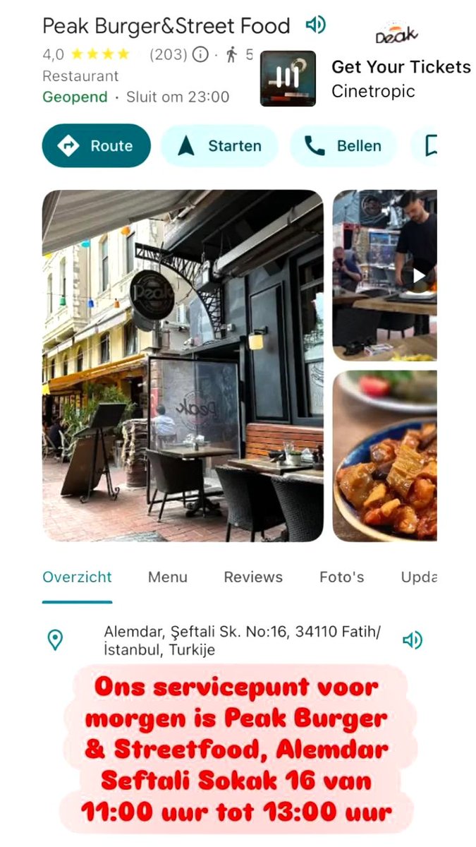 Voor alle Instanbul gasten.

Hieronder de locatie voor het service punt.