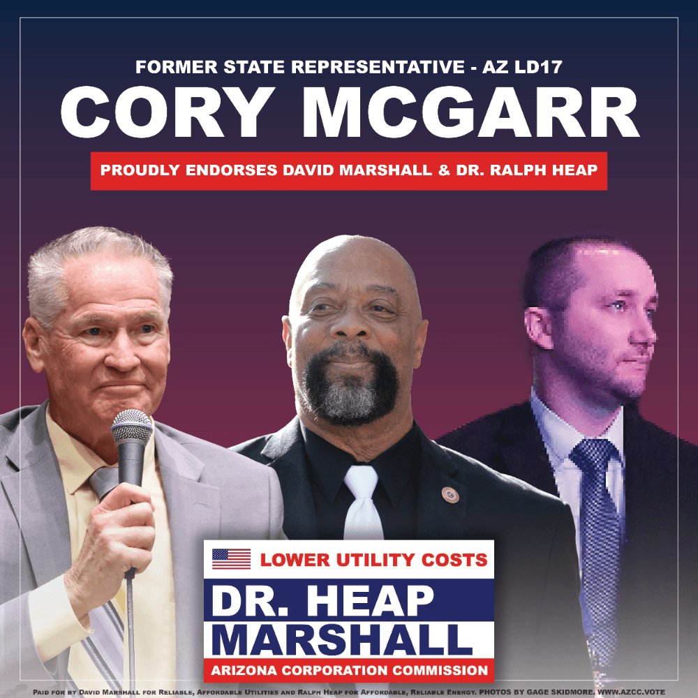Dr. Ralph Heap (@drralphheap) on Twitter photo We are grateful for the endorsement of former Representative <a href="/CoryMcGarr/">Cory McGarr</a> of LD17 in our campaign for the Arizona Corporation Commission. We are grateful for the endorsement of former Representative <a href="/CoryMcGarr/">Cory McGarr</a> of LD17 in our campaign for the Arizona Corporation Commission.