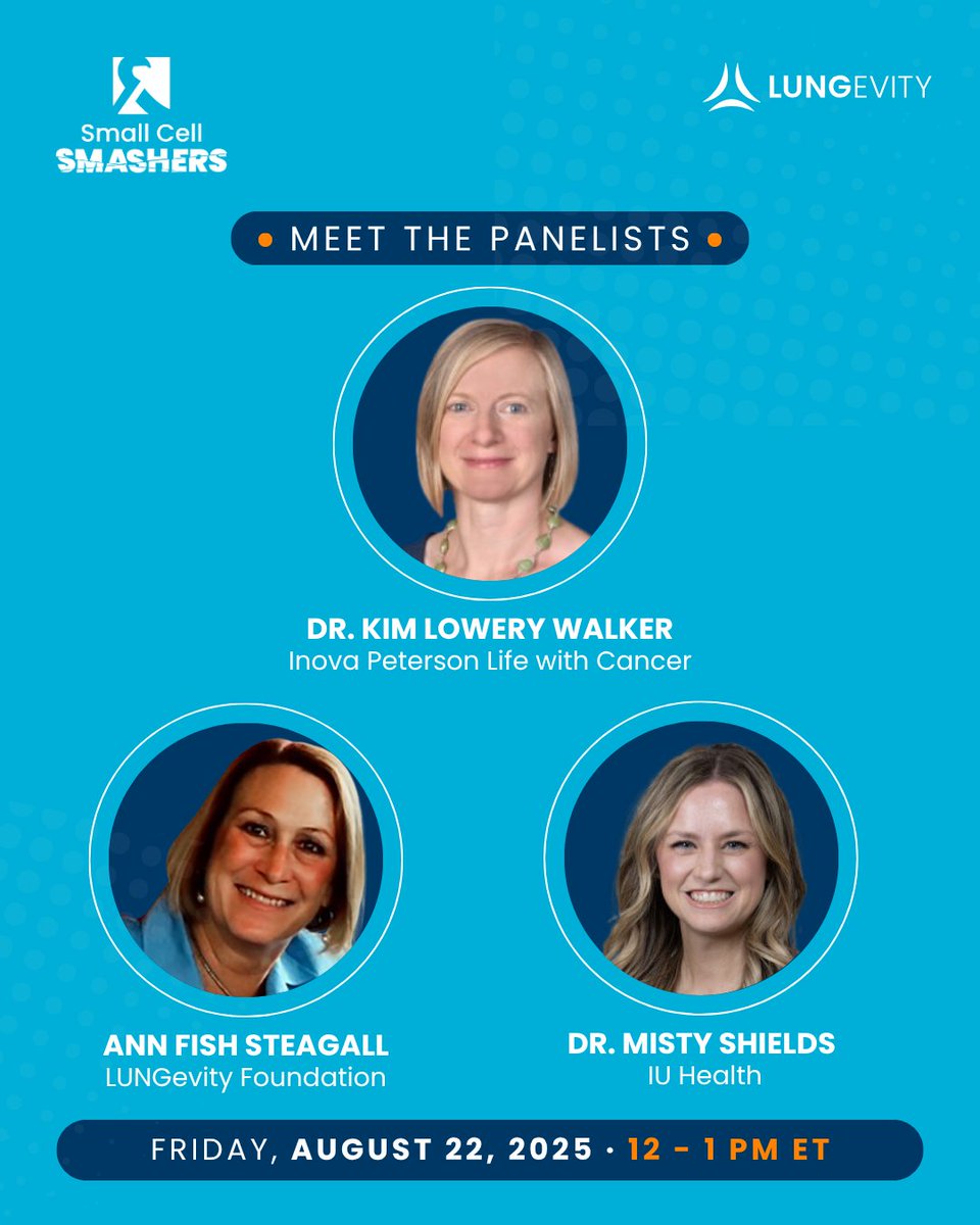 LUNGevity's tweet image. Join us for a Facebook Live on 8/22, to learn about integrative medicine with Dr. Kim Lowery Walker (@LifewithCancer) moderated by @drshieldsmd (@IU_Health) and @nursesteagall (@lungevity) highlighting the latest with #sclc. Tune in: facebook.com/lungevity

@SclcSMASHERS #lcsm