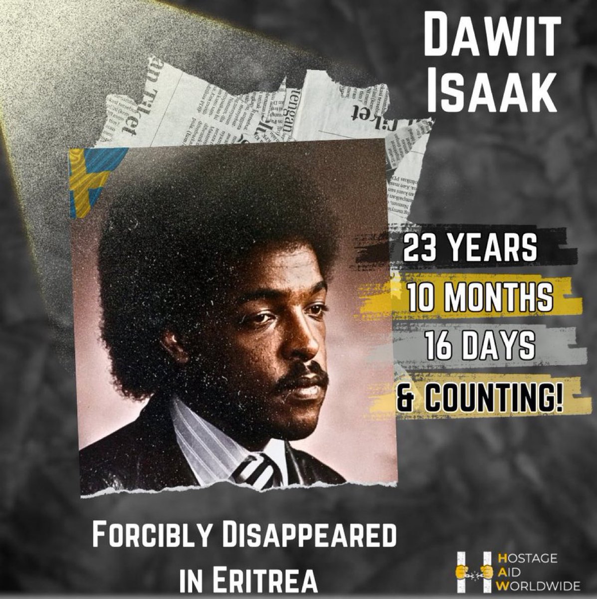 WeldetnsaeG's tweet image. Dawit Isaak is a Swedish-Eritrean journalist and writer who has been imprisoned in #Eritrea since 2001. He was one of the founding members of the privately owned newspaper Setit, and his work focused on human rights and freedom of expression.
#RegimeChangeInEritrea