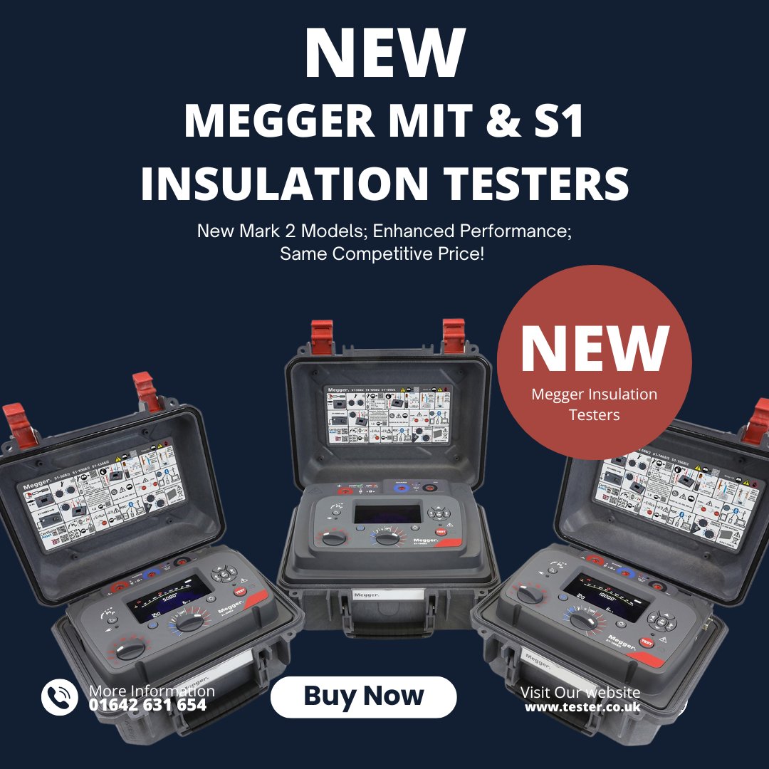 ❗NEW Megger Insulation Testers❗

 #Megger has updated their renowned MIT &amp; S1 Insulation Testers to create a Mark 2️⃣ series that delivers: 

⚡Enhanced Performance 
🆕 MIT1015 Tester
💷 Same Competitive Price

Find out which model is right for you ➡️ ow.ly/1taV50WCTk6