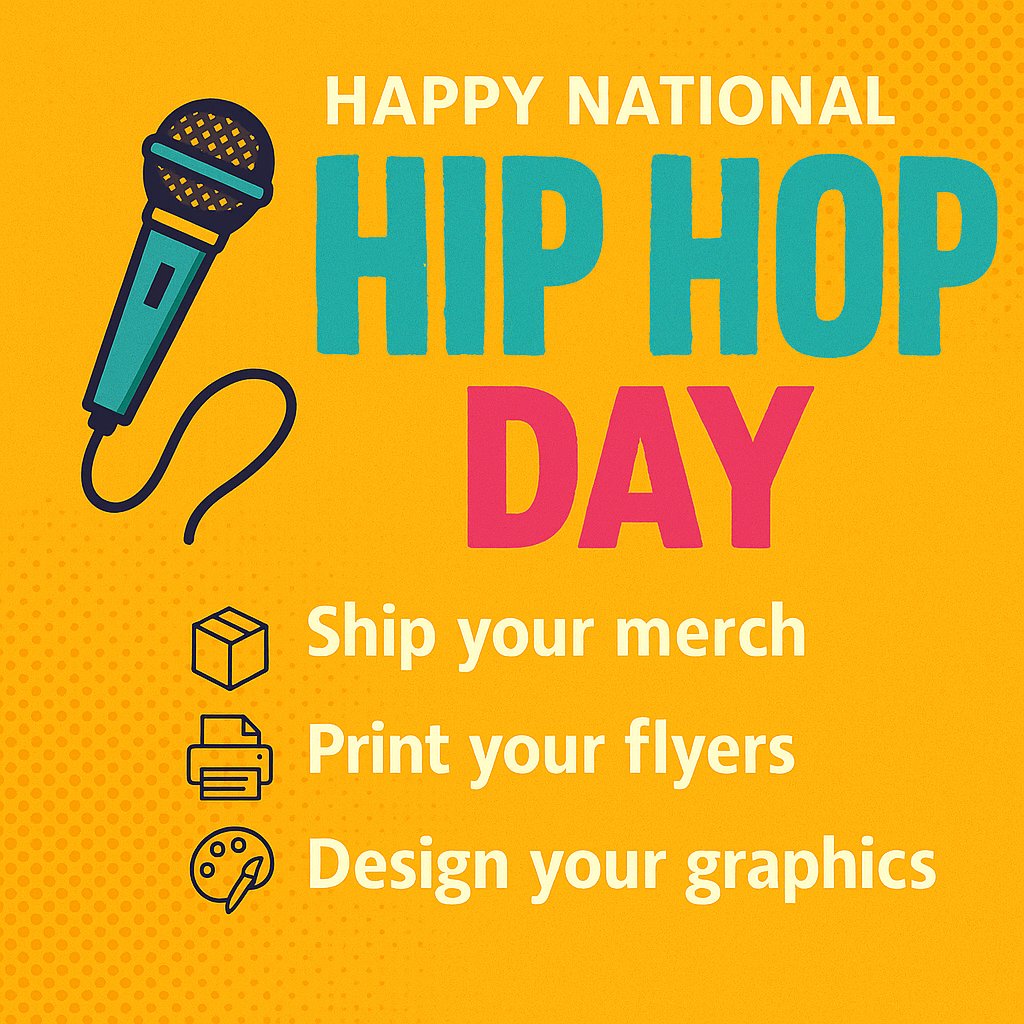 UPSHyattsville's tweet image. 🎤  🎶 From the beat to the streets, hip hop has inspired movement, art, and culture for decades.

Whether it’s the rhythm of your next big idea or the flow of your business goals, we’re here to help you make it happen.

#NationalHipHopDay #HipHopCulture #PrintLocal #TheUPSStore