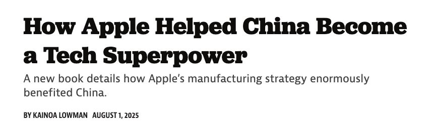 "Such appeals to global competitiveness have emerged as a popular rhetorical defense amid Big Tech's broader antitrust reckoning."

"In the battle for global technological leadership, we should not assume that Apple plays on the American side."