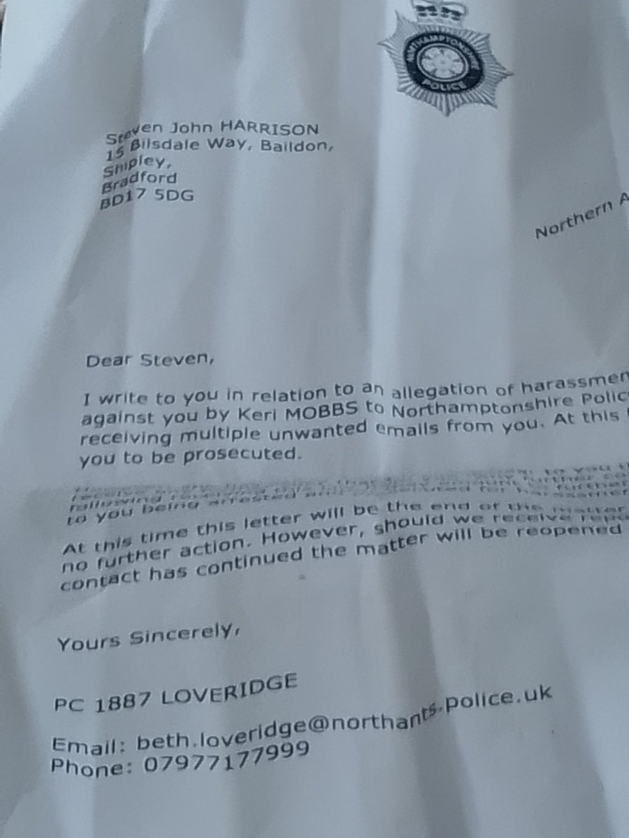 theoldpaper's tweet photo. keri.mobbs@gmail.com @gmpolice  do a trace of the emails and they end up at Keri Mobbs address, contact Keighley Police for further information about previous warnings and put on file @LeicesterUnion @WYP_EcoCrmUnit https://t.co/eDXedAYVJQ