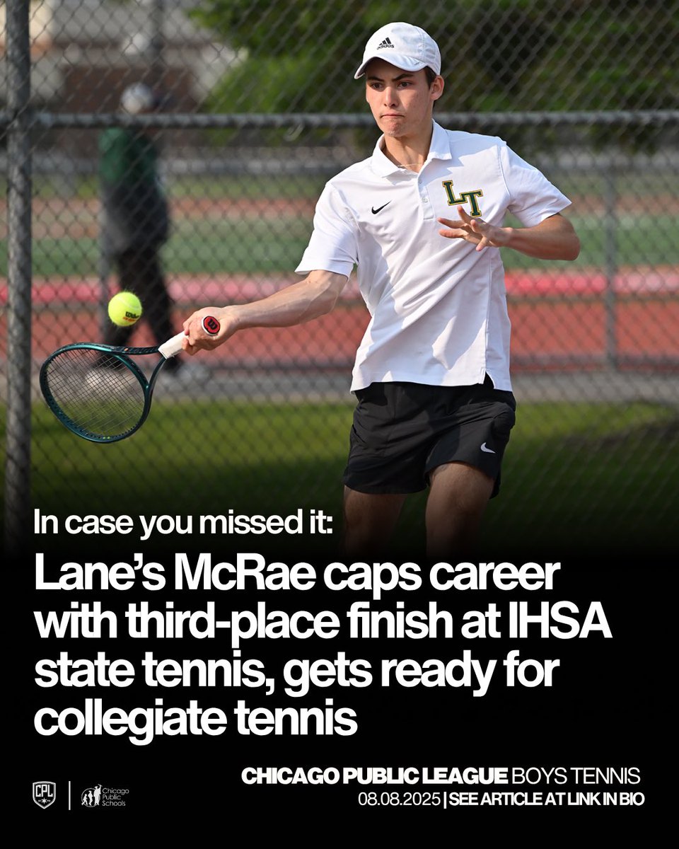CPLAthletics's tweet photo. 🏆🎾 Recent Lane graduate Marko McRae finished his CPL career undefeated, placed 3rd at state, and is contiuing his athletic and academic careers at Case Western Reserve University!

🎊 Congratulations and best of luck at Case! 

Read the full story: https://t.co/iMA2OIlwfv https://t.co/3DcKT2Xgqg