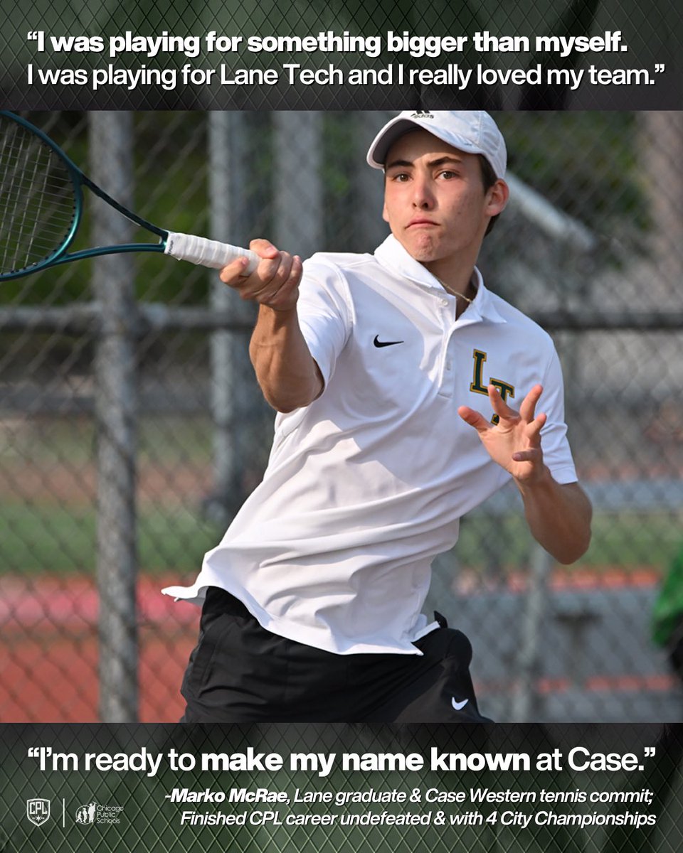 CPLAthletics's tweet photo. 🏆🎾 Recent Lane graduate Marko McRae finished his CPL career undefeated, placed 3rd at state, and is contiuing his athletic and academic careers at Case Western Reserve University!

🎊 Congratulations and best of luck at Case! 

Read the full story: https://t.co/iMA2OIlwfv https://t.co/3DcKT2Xgqg