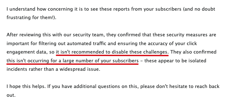 ebizfacts's tweet photo. @rehctelFkcirtaP Beehiiv replied to my support ticket, basically saying tough 💩 and that most of my subscribers aren't experiencing this.

Not sure I believe them 😕 https://t.co/3lfJPXPeVY