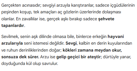 FaniDusunceler's tweet photo. Gerçekten acınasıdır; sevgiyi arzuyla karıştıranlar, sadece içgüdülerinin peşinden koşup, tek amaçları aç gözlerin üzerlerinde dolaşması olanlar. En zavallılar ise, gerçek aşkı bırakıp sadece şehvete tapanlardır.
#Aşk #Sevgi #Duygular #Tutku #Hisset #AşkSözleri #Türkiye #Hayat https://t.co/WbF66PtotD