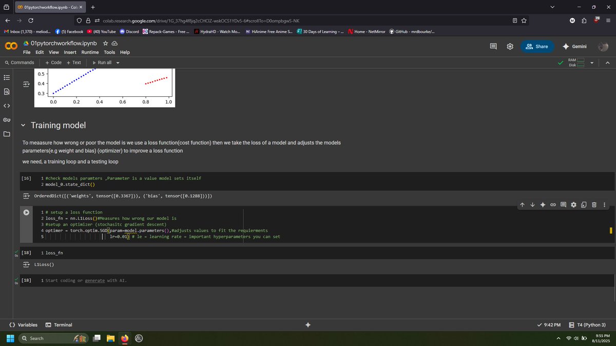 aussiuem's tweet photo. Day 26:
Learned about setting up a loss function and optimizer, and SGD and Learning rate in pytorch
#pitc30days #primeitclub #pitc_python_AI #learningwithpitc @_primeitclub https://t.co/ZVPStx6Swz