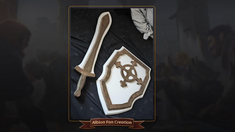 albiononline's tweet image. One of our players spent around 2 months crafting this wooden Kingmaker sword and shield🛡️⚔️The result is incredible and a true labor of love for Albion.
Huge shoutout for sharing it with the community, we’re blown away!🙌 
#AlbionOnline #FanArt #Crafts #MMORPG