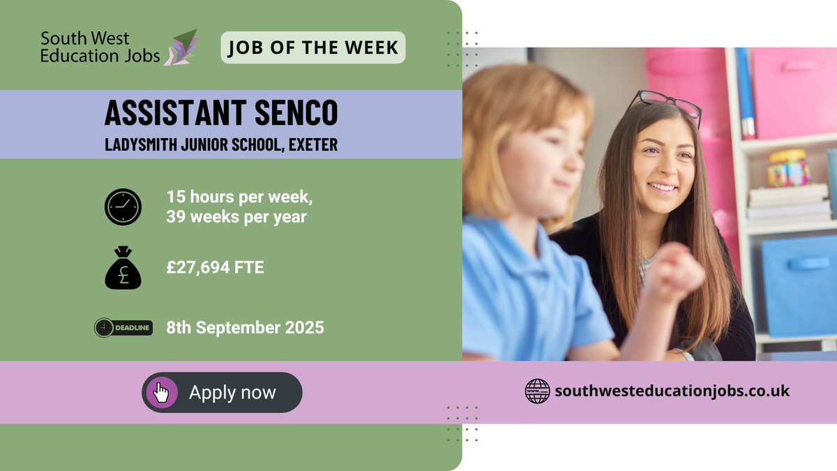 Exeter Consortium Schools' Alliance (@exeterconsort) on Twitter photo 💼 St Christopher's Multi Academy Trust is hiring an Assistant SENCO in Exeter
southwesteducationjobs.co.uk/job/1797528-as…
<a href="/stchris_trust/">St Christopher’s Trust</a> 💼 St Christopher's Multi Academy Trust is hiring an Assistant SENCO in Exeter
southwesteducationjobs.co.uk/job/1797528-as…
<a href="/stchris_trust/">St Christopher’s Trust</a>