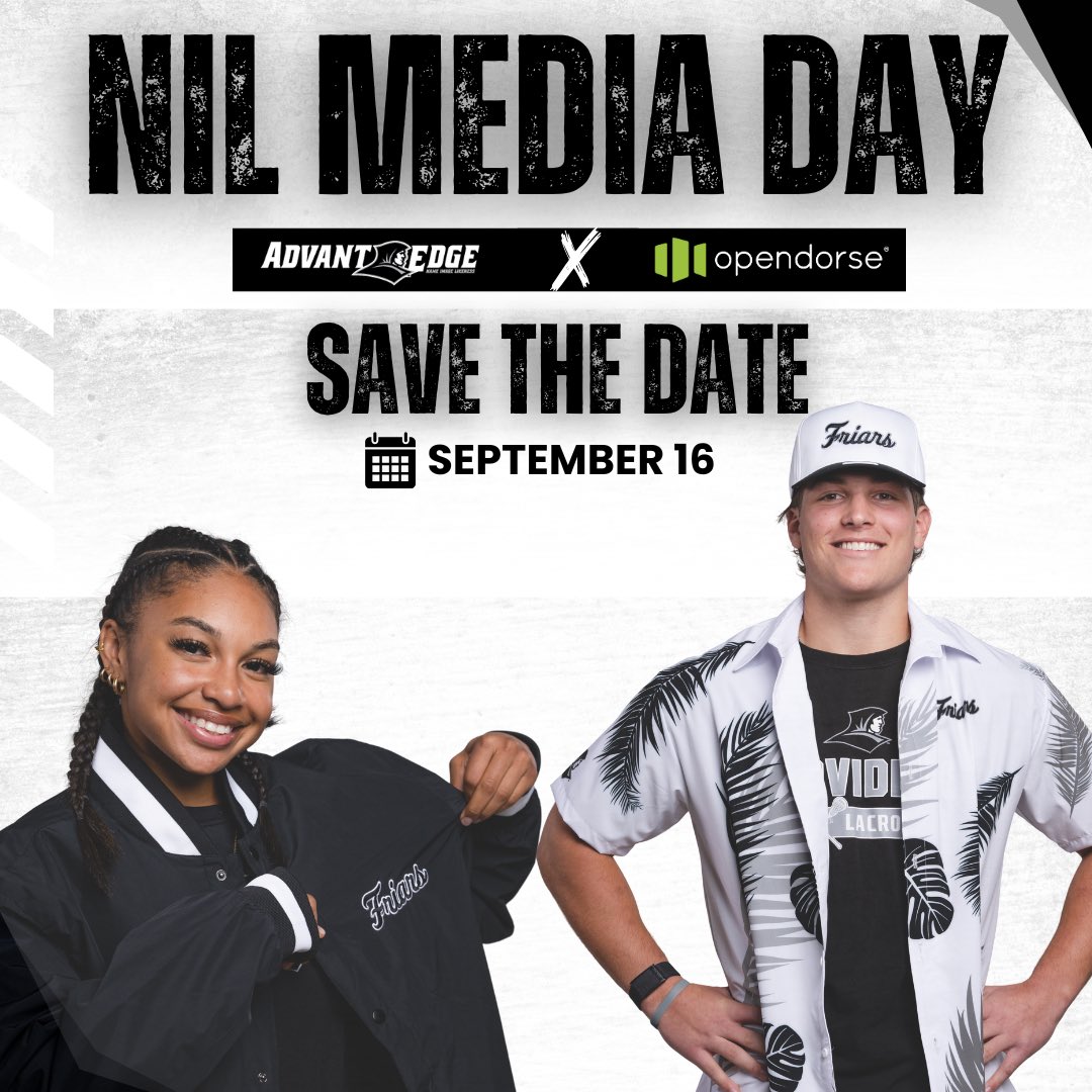 Providence College Student Athlete Development (@thefriaredge) on Twitter photo SAVE THE DATE‼️‼️ NIL Media Day is back! 
Mark your calendars for September 16th and be on the lookout for more information to come 👀 
#NIL #NILMediaDay #gofriars #AdvantEdgeXopendorse SAVE THE DATE‼️‼️ NIL Media Day is back! 
Mark your calendars for September 16th and be on the lookout for more information to come 👀 
#NIL #NILMediaDay #gofriars #AdvantEdgeXopendorse
