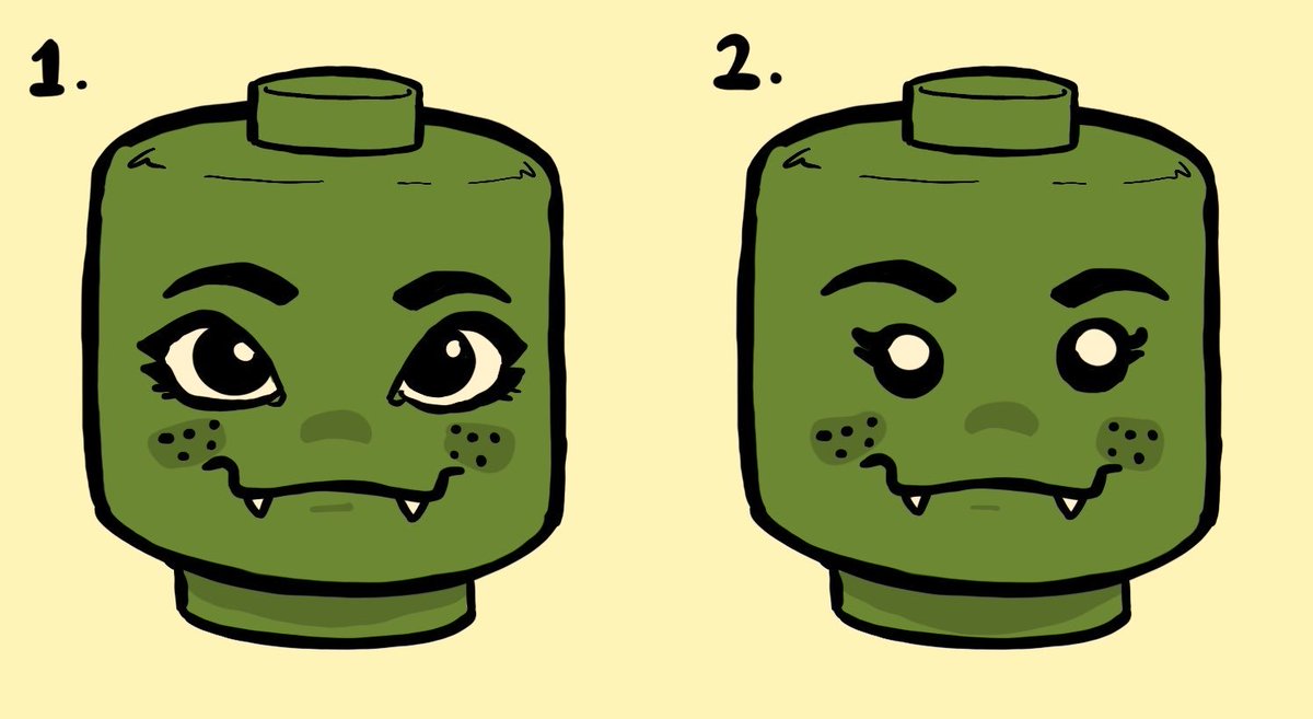 which do you think looks better?
1. with Millie's more detailed eyes
or
2.) with the more traditional lego solid black pupils?