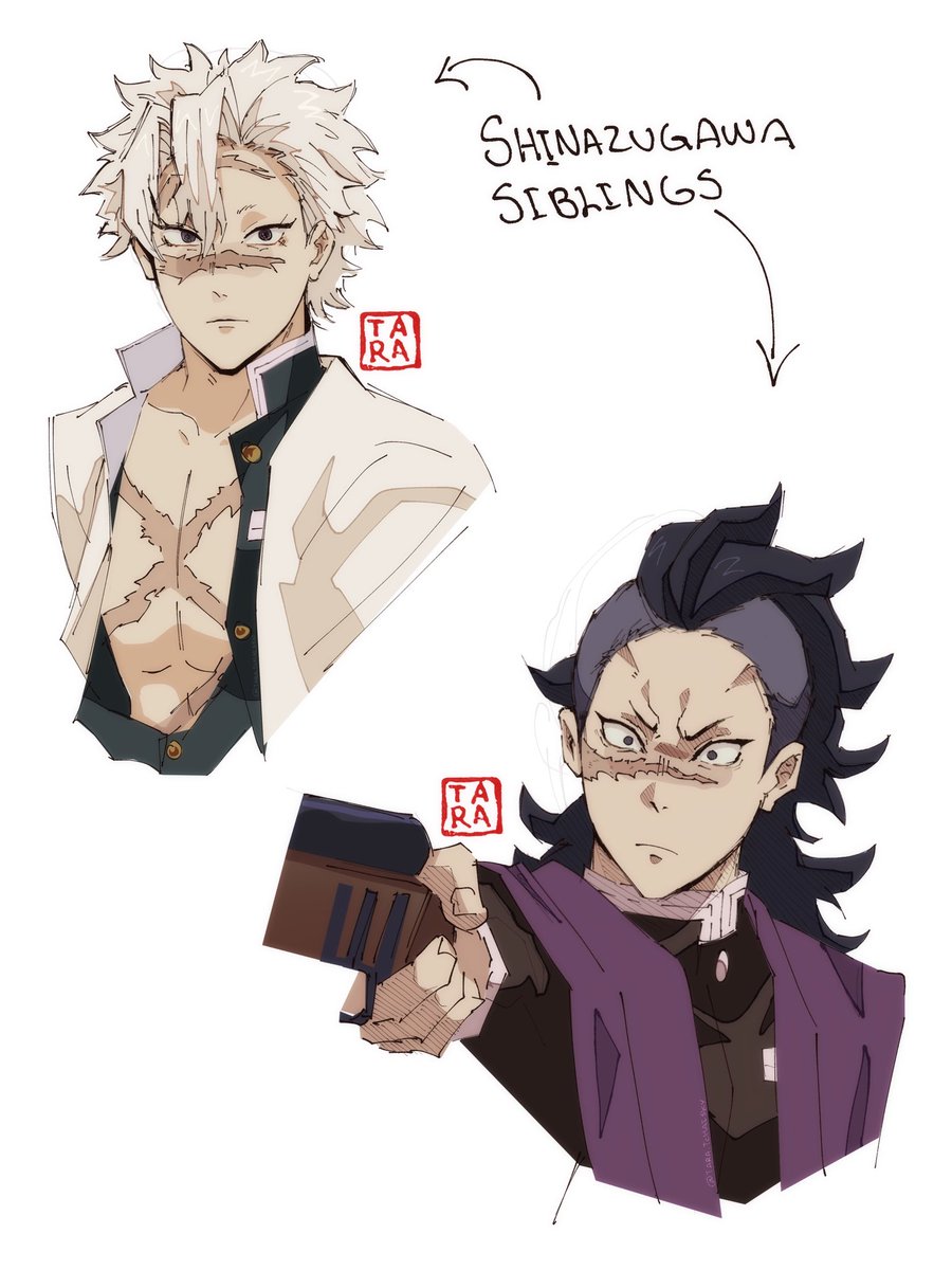 Warm up doodles with the Shinazugawa brothers #demonslayer #demonslayerfanart #sanemishinazugawa #genyashinazugawa #fanart #illustration #kimetsu_no_yaiba