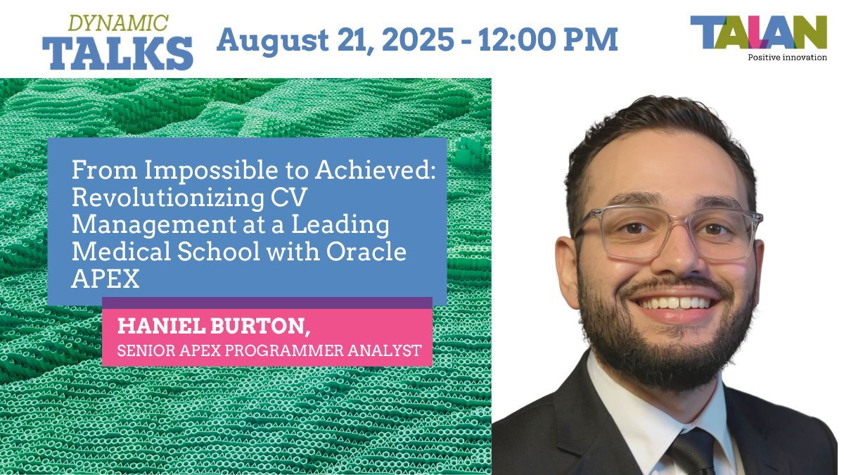 TalanOracleTech's tweet image. Faculty CVs. 70+ sections. Hundreds of pages. Everyone said it couldn’t be fixed.
But with Oracle APEX, it was.
Join @haniel211 on Aug 21 to see how “impossible” became “achieved.”
Register: createch.zoom.us/webinar/regist…
#orclapex #LowCode #Webinar #HigherEd