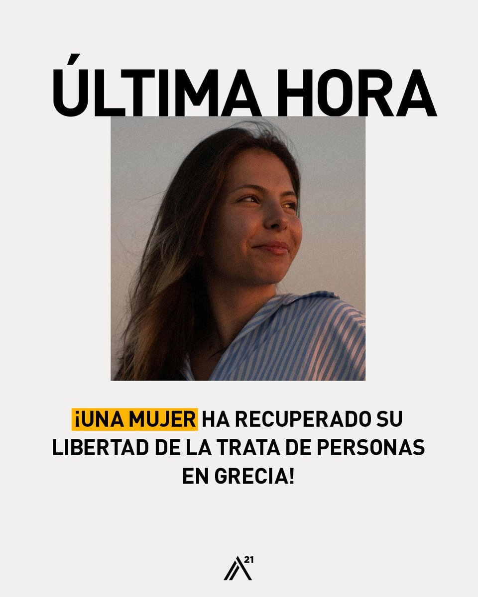 a21spain's tweet photo. Una mujer ha recuperado su libertad de la trata de personas en Grecia. 

Tras huir del conflicto, enfrentó explotación, pero gracias a la intervención policial y apoyo integral, hoy está segura y reunida con su hija.

¡Comparte su historia y amplifica su libertad! https://t.co/8QaLq1Ys2k