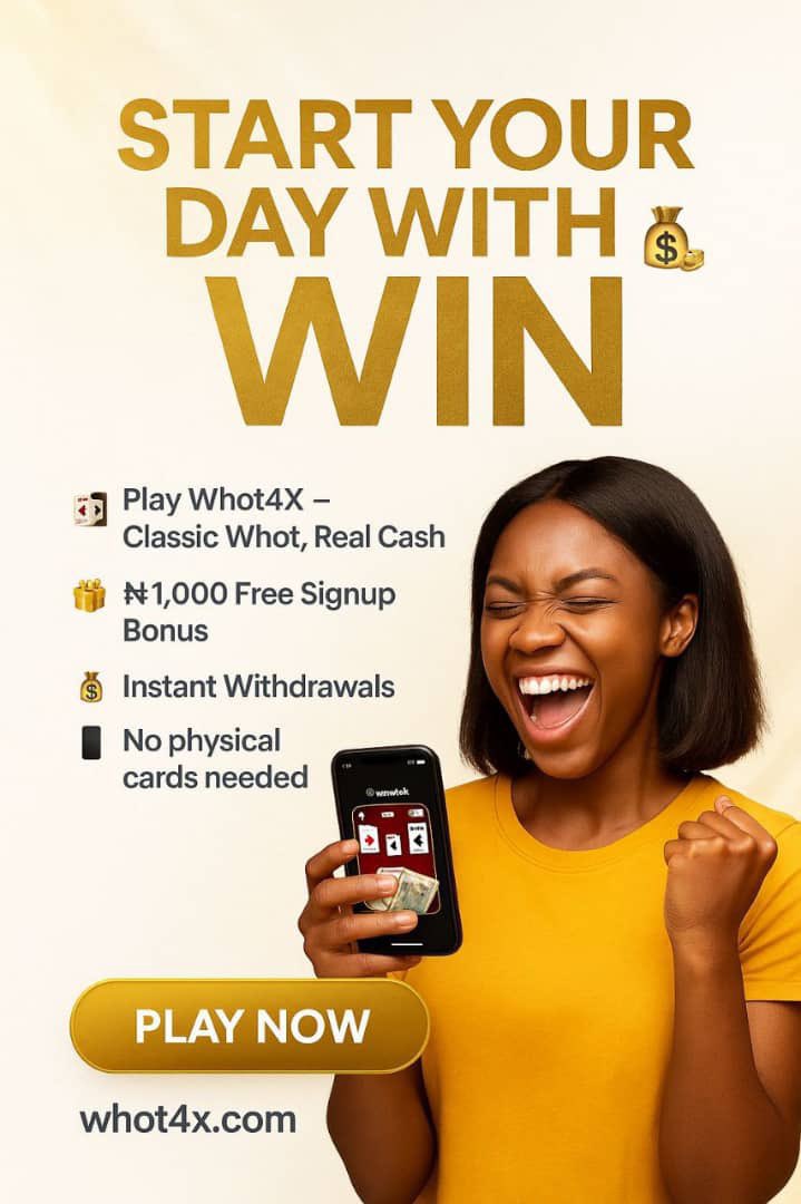 _belikebaddy's tweet image. With Whot4X you get ₦1K signup bonus 🎉 Instant withdrawals in seconds ⚡ Enjoy endless, secure &amp;amp; fair Whot battles 🃏
Download here:
play.google.com/store/apps/det…

Join this group for updates 
chat.whatsapp.com/Ls8SBUNLk2z0wK…

#Whot #Gambling #CardGame