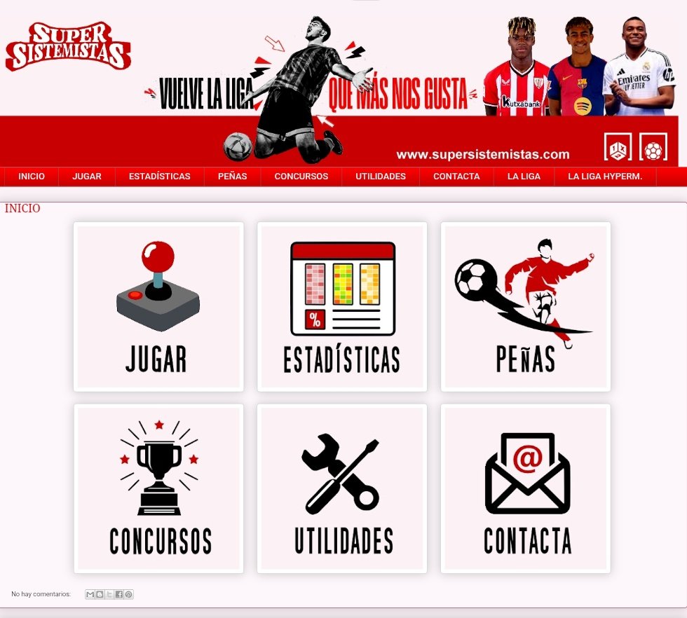 ESTAMOS DE ESTRENO!

TE PRESENTAMOS LA NUEVA 
IMAGEN DE LA WEB!

supersistemistas.com

Prueba la nueva web y dinos 
que te parece!

VAMOS A POR LA PRIMERA 
JORNADA DE LALIGA!!
#laquiniela #LaLiga #LALIGAEASPORTS #LaLigaHypermotion