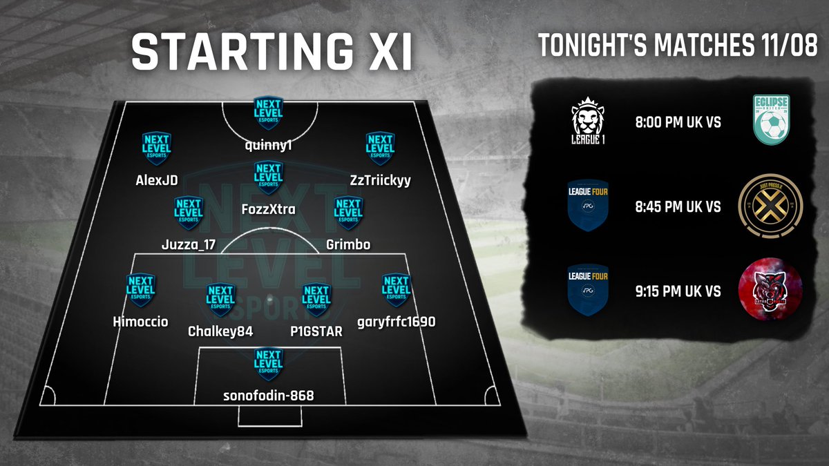 NextLevelHQ (@nextlvlhq) on Twitter photo 🔵⚫️ MATCHDAY 7 | NEXT LEVEL ESPORTS ⚫️⚪️
<a href="/OfficialVPG/">Virtual Pro Gaming</a> | <a href="/VPGUK/">VPG United Kingdom</a> | <a href="/VPGEurope/">Virtual Pro Gaming | Europe</a>
⏰ 20:00 🆚 <a href="/Eclipse_Utd/">Eclipse Utd</a>
⏰ 20:45 🆚 JustPressX
⏰ 21:15 🆚 Lethal Esports
#NextLevelEsports #EAFC25 #ProClubs #WhereGamersReachNewHeights 🔵⚫️ MATCHDAY 7 | NEXT LEVEL ESPORTS ⚫️⚪️
<a href="/OfficialVPG/">Virtual Pro Gaming</a> | <a href="/VPGUK/">VPG United Kingdom</a> | <a href="/VPGEurope/">Virtual Pro Gaming | Europe</a>
⏰ 20:00 🆚 <a href="/Eclipse_Utd/">Eclipse Utd</a>
⏰ 20:45 🆚 JustPressX
⏰ 21:15 🆚 Lethal Esports
#NextLevelEsports #EAFC25 #ProClubs #WhereGamersReachNewHeights