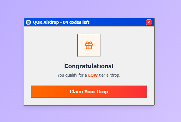 Just claimed my <a href="/QorGeniusOS/">QorGenius</a> airdrop! 🚀 

My Level: LOW Tier 
My Wallet: 0x0000...0000  

Get ready for the most secure crypto OS!