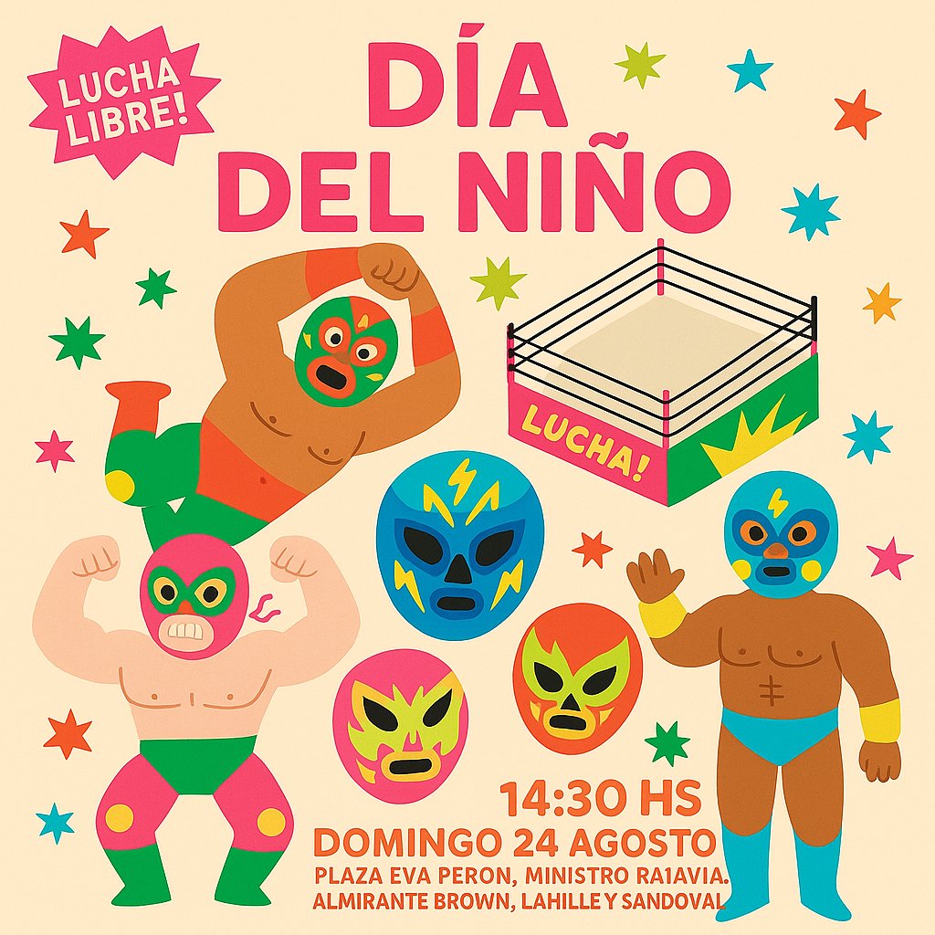 🤼‍♂️ ¡#Legión festeja el #DíaDelNiño! 🎉

⚔️ Los #Legionarios regresemos nuevamente a #AlmiranteBrown para brindar a toda la familia la mejor #LuchaLibre #Nacional. 

💣 ¡Entrada libre y gratuita!