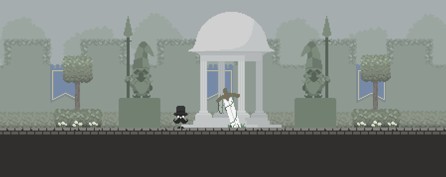 another sketch of the "Courtyard". quite happy with the current progress.

although... on a whole its a little too much green. im trying to inject some colors via the blue banners etc, but its a struggle!!