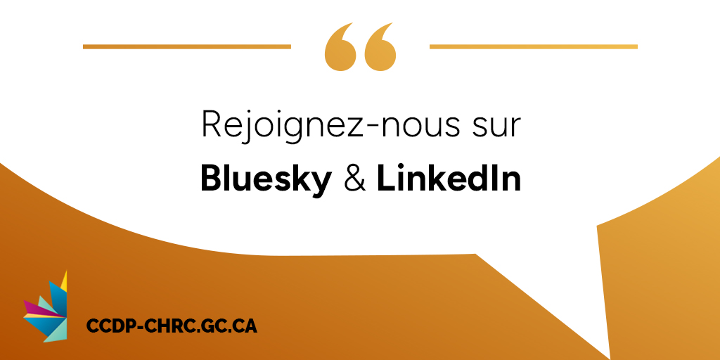 📣 Nous nous élargissons notre présence sur de nouvelles plateformes. Nous partagerons davantage de mises à jour et de ressources sur Bluesky et LinkedIn. Suivez le travail que nous accomplissons pour faire progresser le #DroitAuLogement au Canada. ccdp-chrc.gc.ca/restez-branche