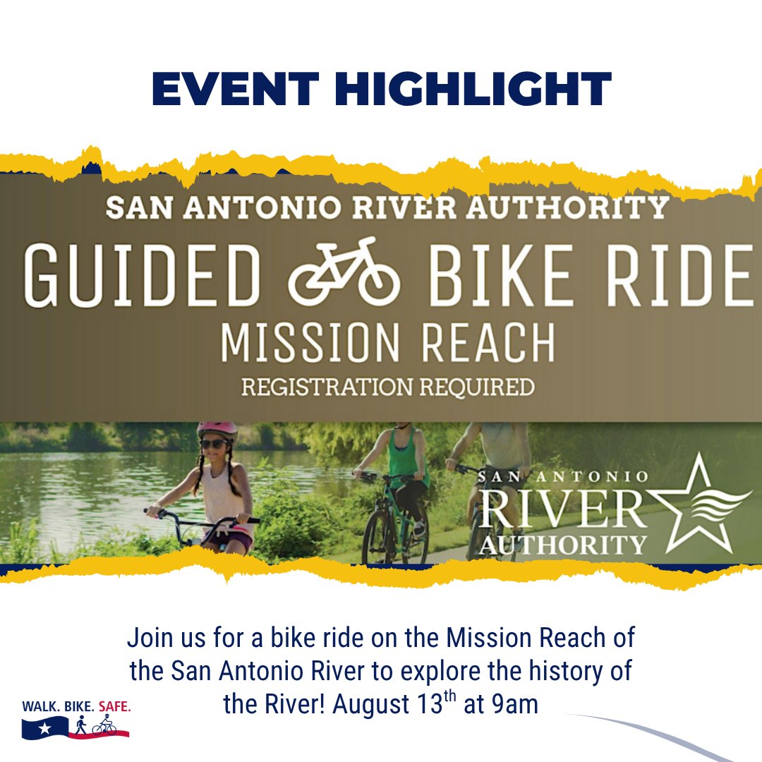 Check out San Antonio River Authority for more events like this!

🚴‍♀️ Event Safety Reminder! 🚴‍♂️
- Wear Your Helmet at all times.
- Check Your Bike.
- Ride Safe.
- Be Visible.
- Stay safe, ride smart, and have fun! 🚴‍♀️✨

 #EndTheStreakTX #drivelikeatexan