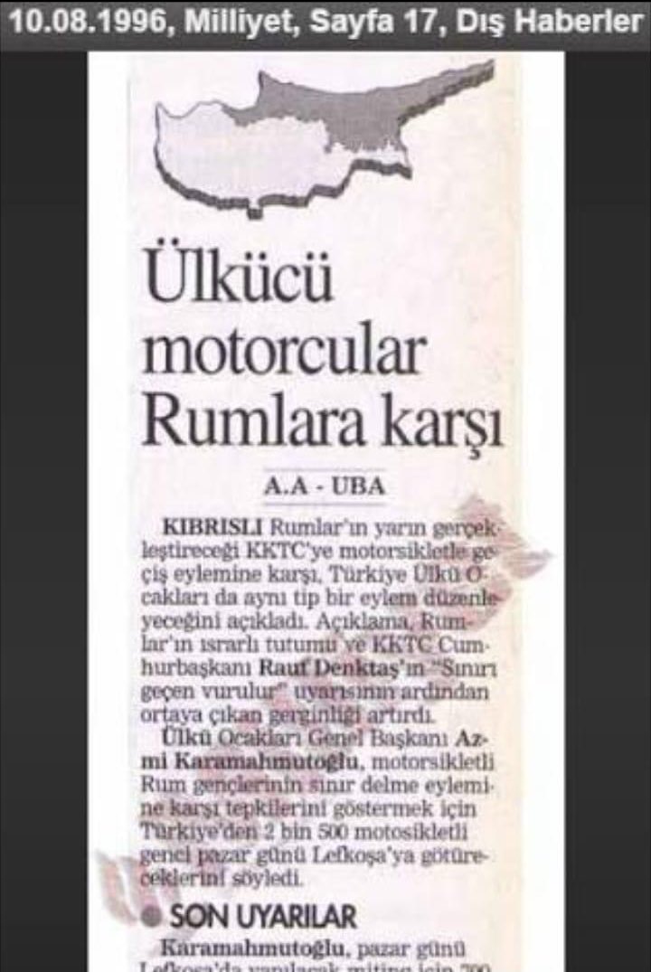 basbugturkesii's tweet image. 🗓️11 Ağustos 1996

&quot;Ülkücü Motorcular, Rumlara Karşı&quot;

&quot;Kıbrıs, Ülkücü Hareket&apos;in ilk deniz aşırı kitlesel harekâtıdır. Başarıyla sonuçlanmıştır.&quot;

@AzmiKaramahmut @hakanunser