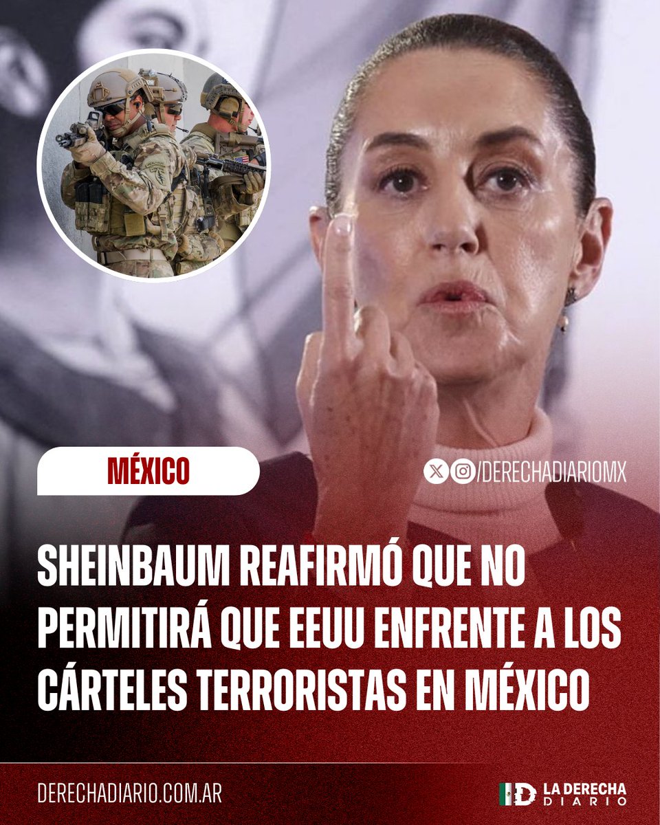 🚨🇲🇽🇺🇸 | Defenderá a sus socios: La títere del Palacio Nacional, Claudia Sheinbaum, confirmó que su gobierno hará todo lo posible para que Estados Unidos no ataque y elimine de la faz de la tierra a los cárteles terroristas con su ejército en territorio mexicano.