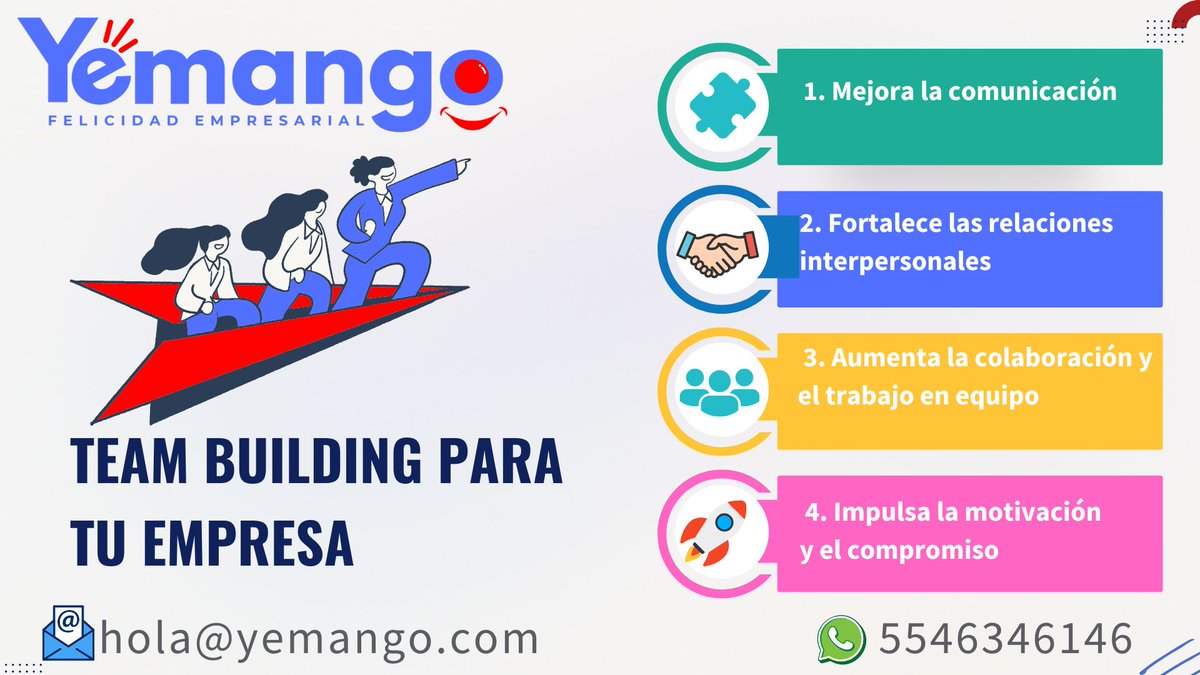 AaronRuizro's tweet photo. ¿Buscas mejorar la colaboración y el clima laboral en tu empresa?
El #teambuilding es una inversión en productividad, comunicación y motivación del equipo.
✅ Mejora la comunicación
✅ Fortalece la confianza
✅ Aumenta el compromiso
✅ Impulsa el rendimiento
#Yemango https://t.co/XsOs2l2j1Q