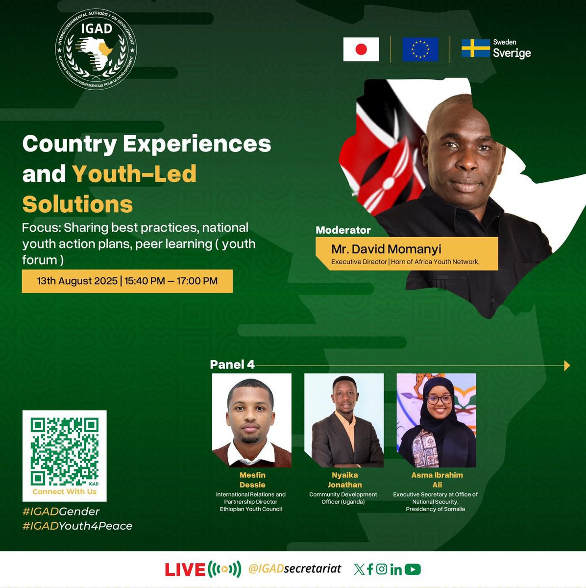 Excited to join amazing youth leaders from across the IGAD region to discuss peace, security, and youth-led solutions. Proud to bring the voice of Somali youth to the table. 🇸🇴
 #IGADYouth #PeaceAndSecurity #Somalia