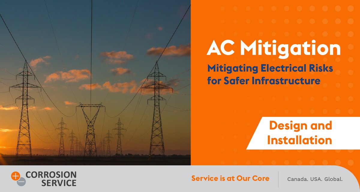 ⚡AC Mitigation - Design &amp; Installation⚡

As powerlines &amp; pipelines cross, risks grow. Protect infrastructure from electrical interference with custom solutions

✅ Improved Safety

✅Pipeline Protection

✅Corrosion Prevention

Learn more: bit.ly/3Dh1D69

#ACMitigation