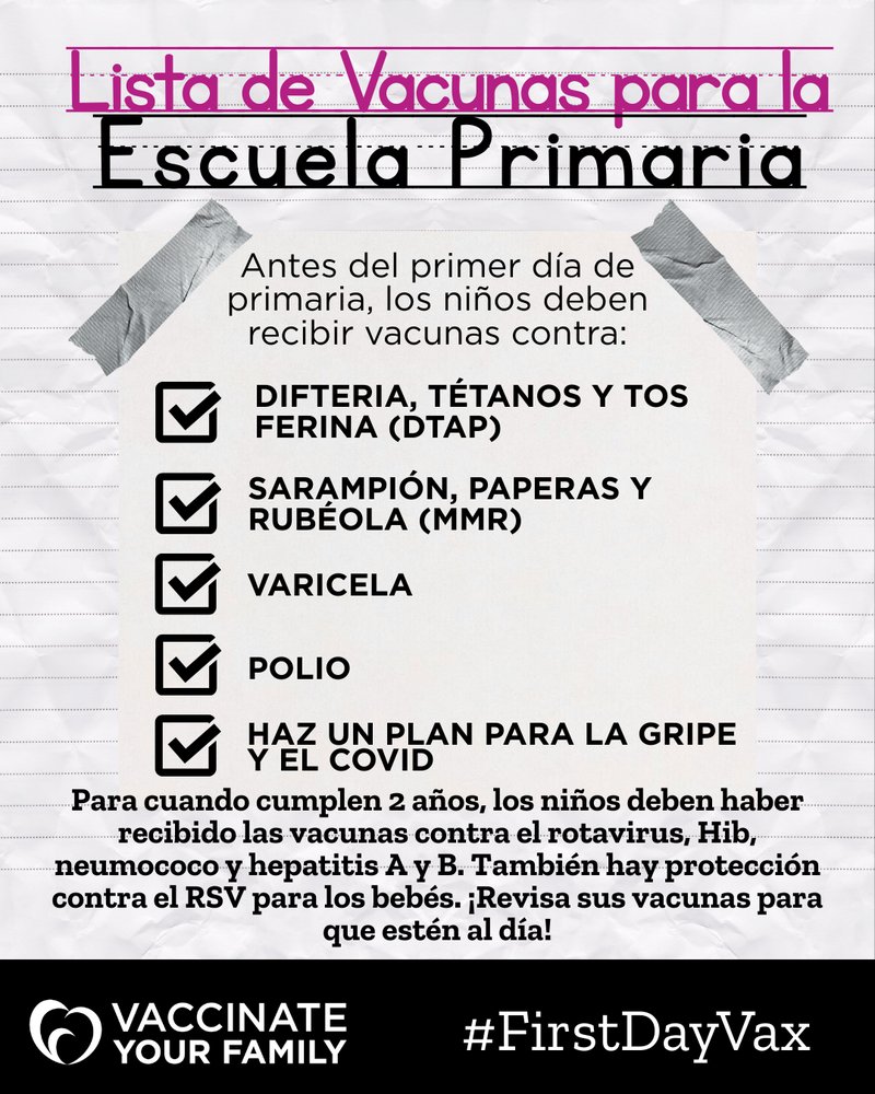HealthierGen's tweet photo. Vaccines help protect our schools from serious, preventable diseases. 💪 Share these checklists from @Vaxyourfam w/ parents & caregivers this #BackToSchool season to spread the word about the importance of immunization. https://t.co/dEoUJYb8N7 #FirstDayVax #HealthySchools #NIAM25 https://t.co/G5GCje43hF