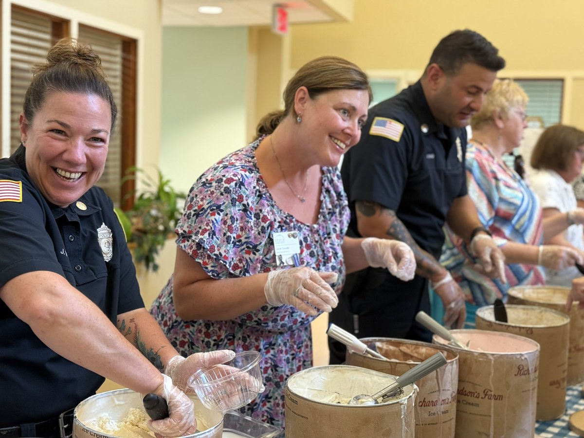 TewksburyPD's tweet photo. We had a great time at the Senior Center Ice Cream Social today, serving up sweet treats and enjoying a few games of cornhole with the community. 

Always a pleasure spending time with our seniors!

#CommunityPolicing #TewksburyMA #SeniorCenter #IceCreamSocial -TPD121 https://t.co/ng9bBUXYEP