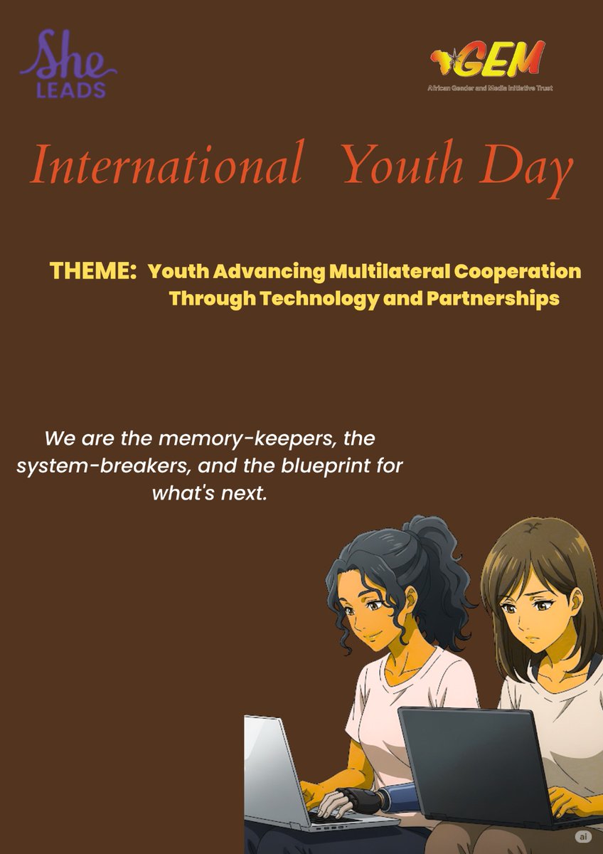GEM (@gem_africa) on Twitter photo We are the storytellers, the innovators and the visionaries for what comes next. When girls lead, technology becomes a force for humanity.
#IYD2025
<a href="/SheLeadsKenya/">She Leads Kenya</a>
<a href="/tdhnl_africa/">TdH-NL Africa 🧡</a> We are the storytellers, the innovators and the visionaries for what comes next. When girls lead, technology becomes a force for humanity.
#IYD2025
<a href="/SheLeadsKenya/">She Leads Kenya</a>
<a href="/tdhnl_africa/">TdH-NL Africa 🧡</a>