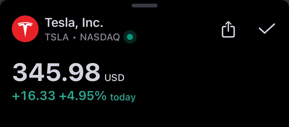 مبرووك تسسلا 💙

مستمرين بإذن الله 👍

$TSLA