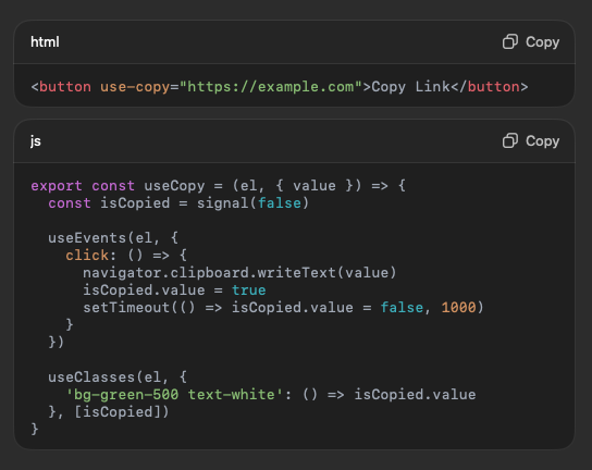 theshroy's tweet photo. This felt too easy. Made with HookTML, a small library I’ve been hacking on that uses React-style hooks for vanilla HTML. Even an LLM didn’t have a hard time spitting this out.

No build step. Blog: https://t.co/gpQmLjvn4g https://t.co/vgAlPPdVeL