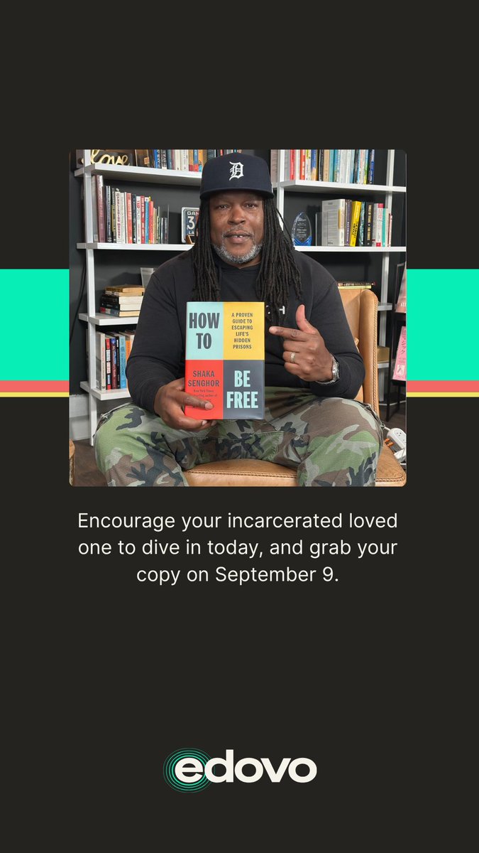Edovo (@edovo) on Twitter photo We’re honored to share that <a href="/ShakaSenghor/">Shaka Senghor</a>'s powerful new book, How to Be Free, is now live on Edovo, weeks before its official release on September 9.
Learn more: edovo.org/post/how-to-be…
#ShakaSenghor #HowToBeFree #Edovo #SecondChances #Incarceration #PersonalGrowth #BookClub We’re honored to share that <a href="/ShakaSenghor/">Shaka Senghor</a>'s powerful new book, How to Be Free, is now live on Edovo, weeks before its official release on September 9.
Learn more: edovo.org/post/how-to-be…
#ShakaSenghor #HowToBeFree #Edovo #SecondChances #Incarceration #PersonalGrowth #BookClub